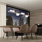 Lustre de alumínio com luz de vidro soprado branco - Alma Viadurini