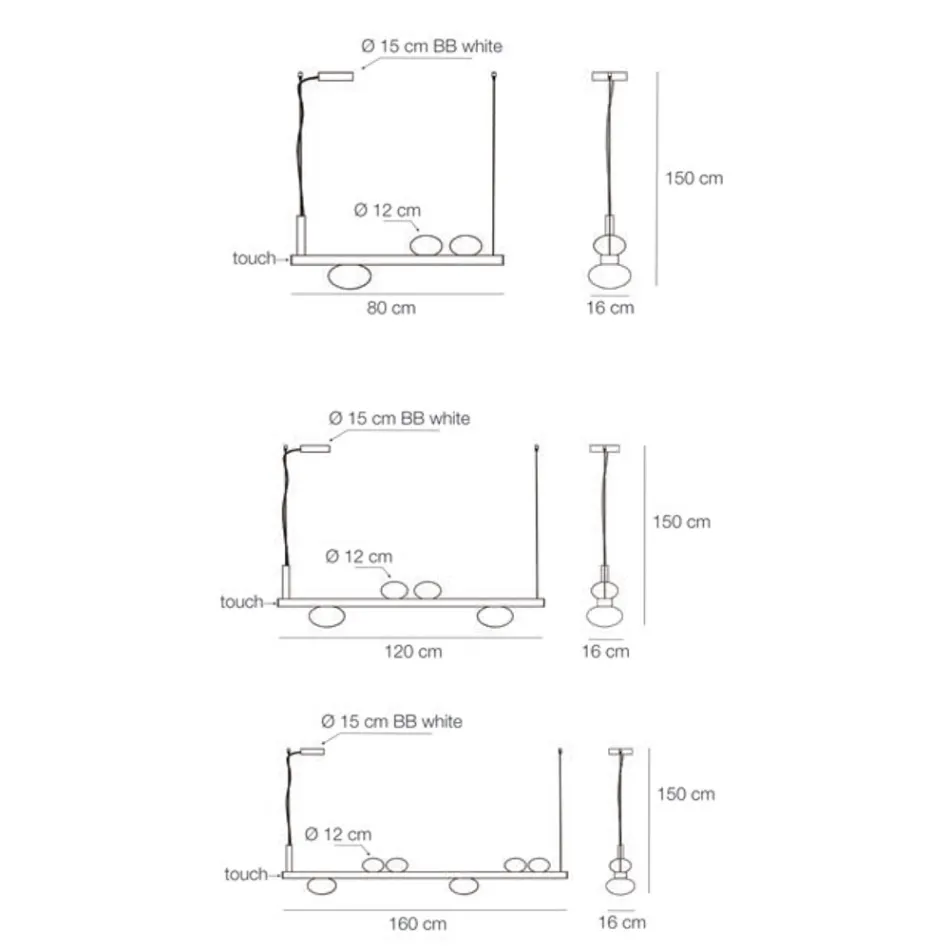 Lustre de alumínio com luz de vidro soprado branco - Alma Viadurini