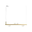 Lustre de alumínio com luz de vidro soprado branco - Alma Viadurini