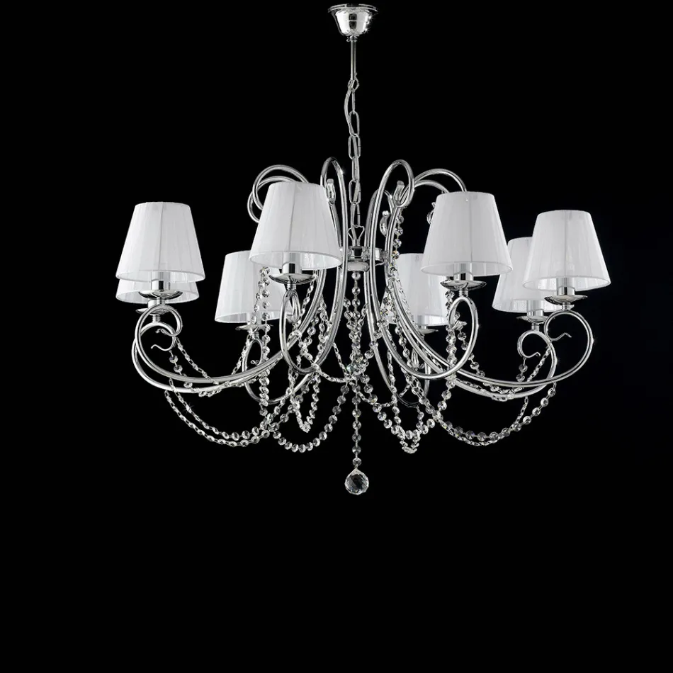 Lustre de ferro cromado com abajures fabricados na Itália para decoração de interiores - Praga Viadurini