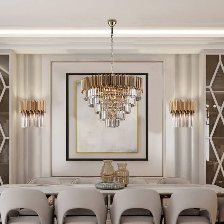 Lustre de ferro dourado com strass, fabricado na Itália, para decoração de interiores - Paris Viadurini