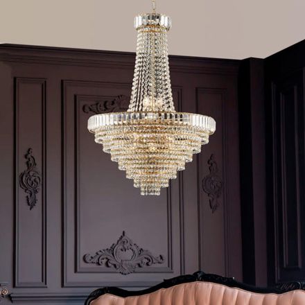 Lustre de ferro e ouro com strass, fabricado na Itália, para decoração de interiores - Kiev Viadurini