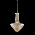 Lustre de ferro e ouro com strass, fabricado na Itália, para decoração de interiores - Kiev Viadurini