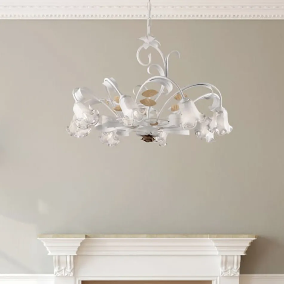 Lustre de ferro laqueado cor marfim, fabricado na Itália, para decoração de interiores - Marrakech Viadurini