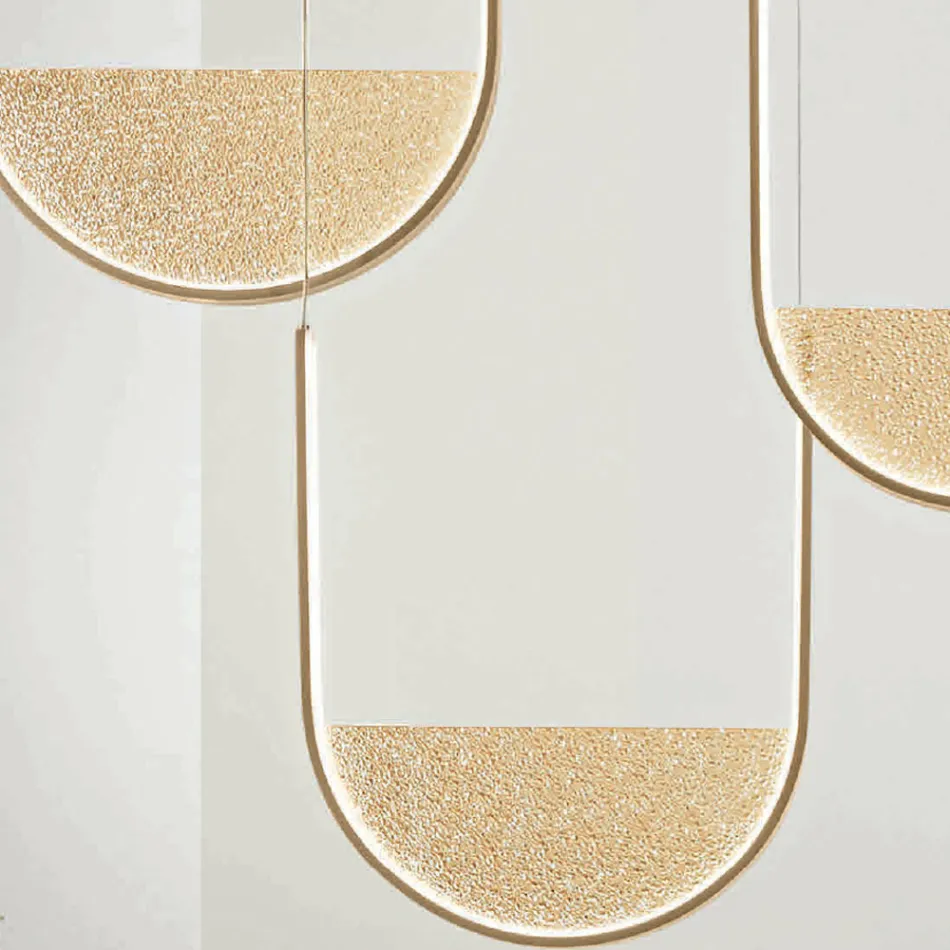 Lustre de Metal com Encaixe Removível em Vidro Granulado - Catalpa Viadurini