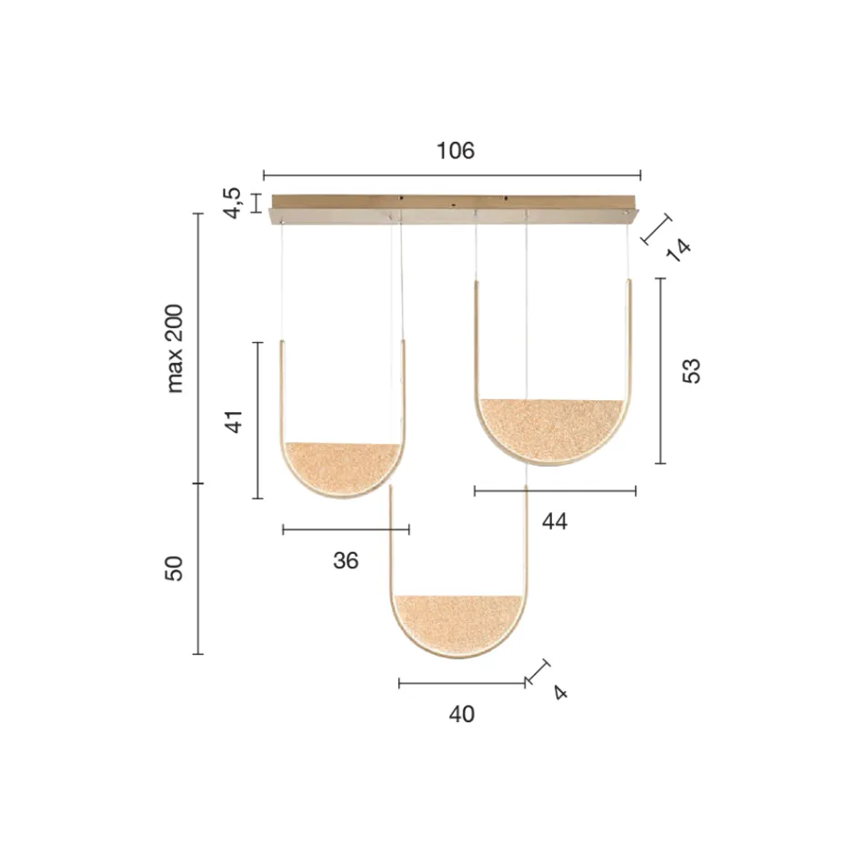 Lustre de Metal com Encaixe Removível em Vidro Granulado - Catalpa Viadurini