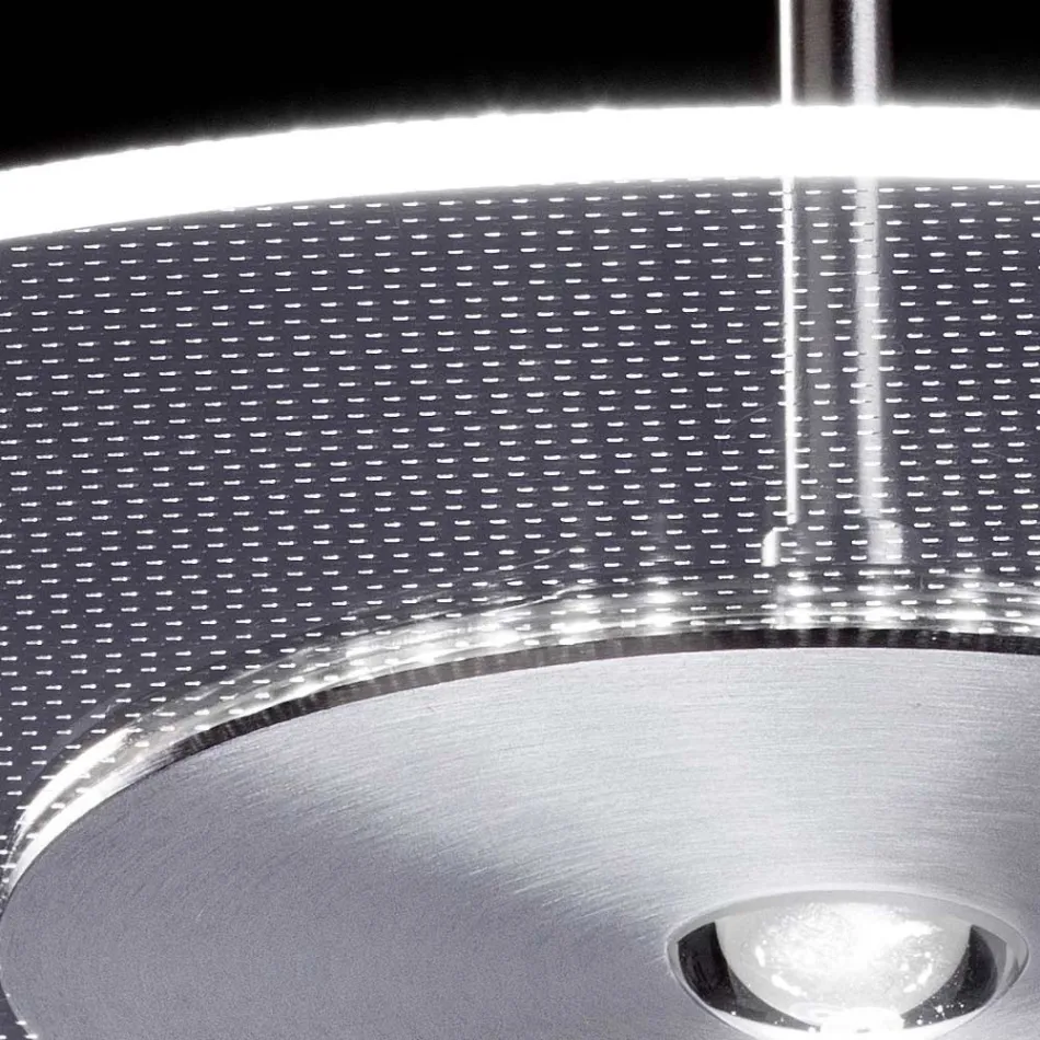 Lustre de metal com difusor de plexiglass micropontilhado - Nora Viadurini