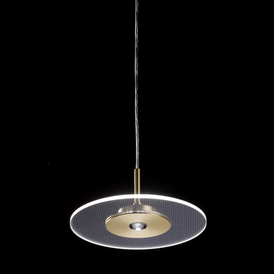 Lustre de metal com difusor de plexiglass micropontilhado - Nora Viadurini