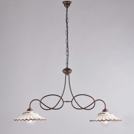 Lustre de cerâmica branca com 2 lâmpadas para uso interno - Polaris Viadurini