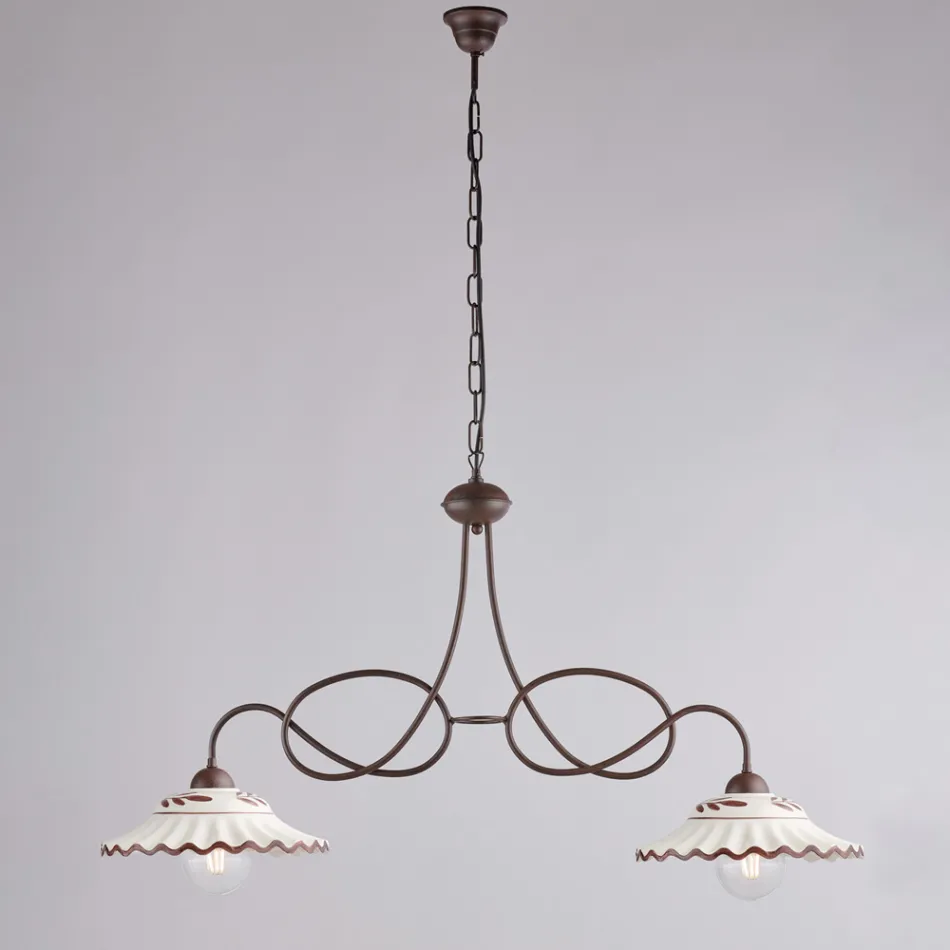 Lustre de cerâmica branca com 2 lâmpadas para uso interno - Polaris Viadurini