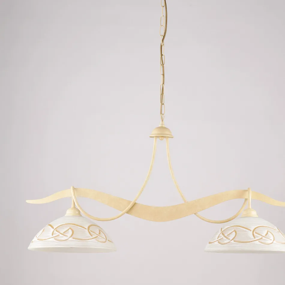 Lustre de vidro e metal com 2 lâmpadas para iluminação interna - Musca Viadurini