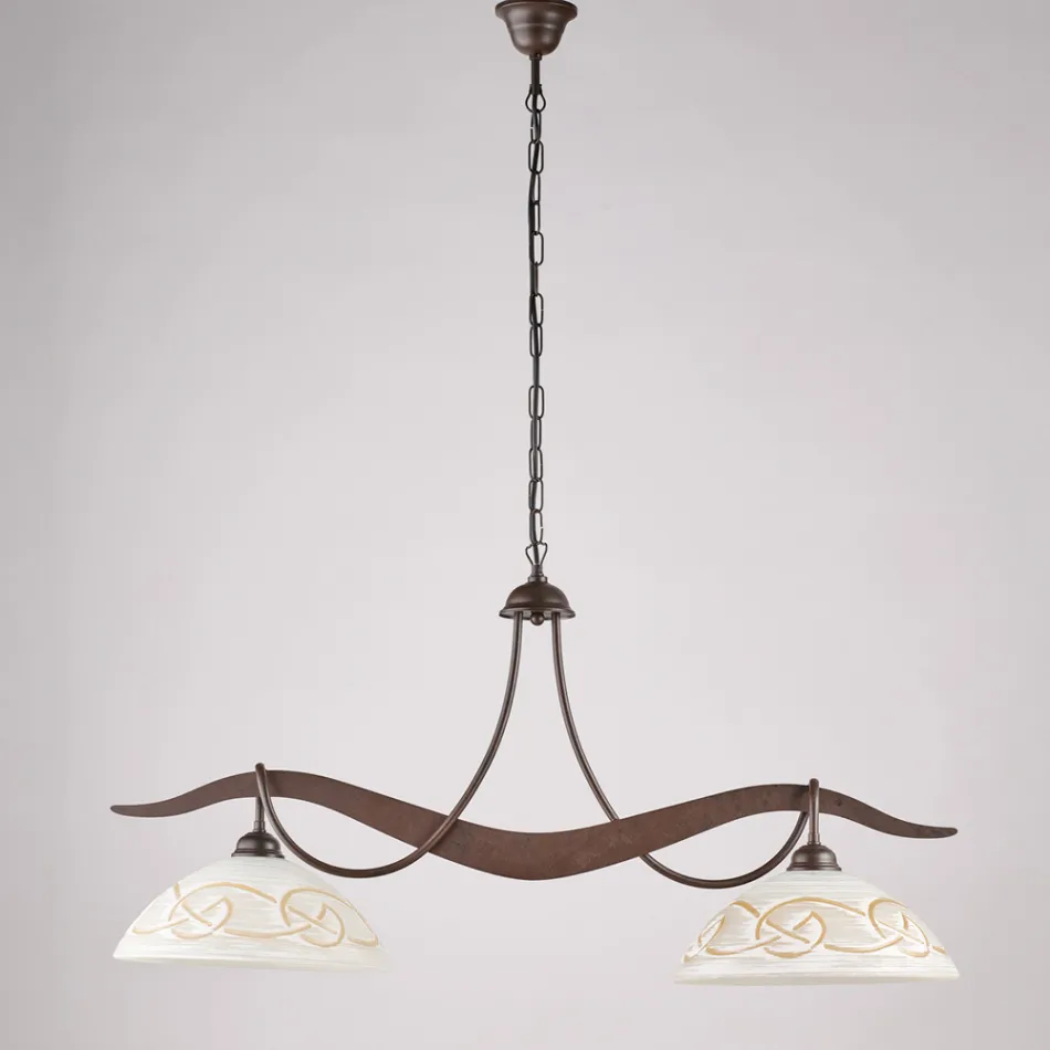 Lustre de vidro e metal com 2 lâmpadas para iluminação interna - Musca Viadurini