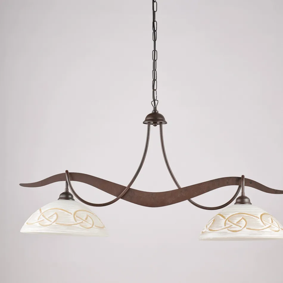 Lustre de vidro e metal com 2 lâmpadas para iluminação interna - Musca Viadurini