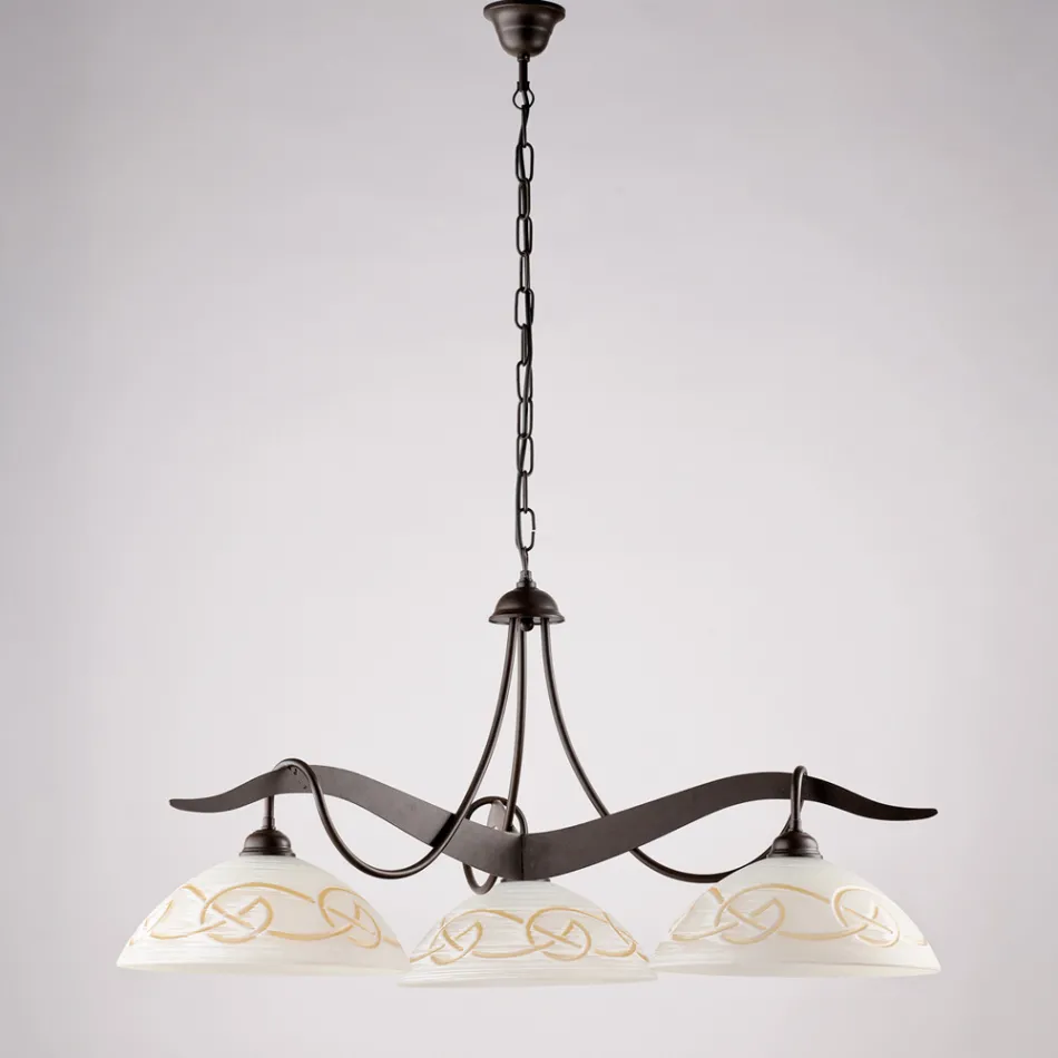 Lustre de vidro e metal com 3 lâmpadas para iluminação interna - Musca Viadurini