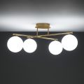 Lustre em Metal Dourado Metálico e 4 Esferas de Vidro Branco - Veneza