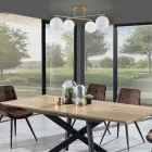 Lustre em Metal Dourado Metálico e 4 Esferas de Vidro Branco - Veneza Viadurini