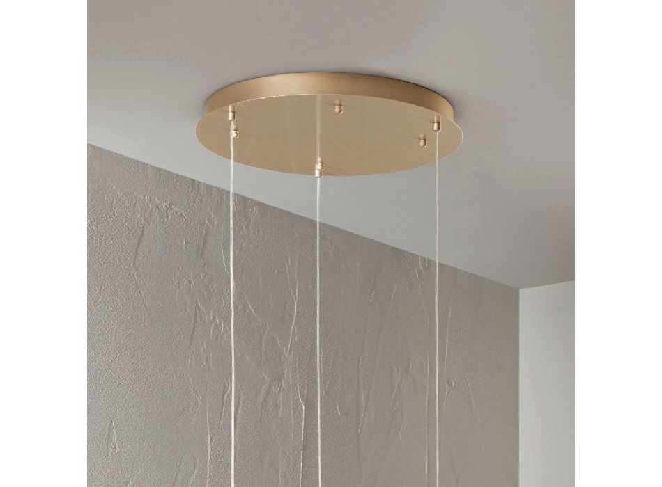 Lustre de metal pintado de ouro com 3 LEDs e vidro opcional - Faia Viadurini