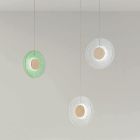 Lustre em metal pintado e vidro granulado colorido com luz LED - Albizia Viadurini