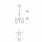 Lustre de vidro veneziano 5 luzes feito à mão na Itália - Vittoria Viadurini