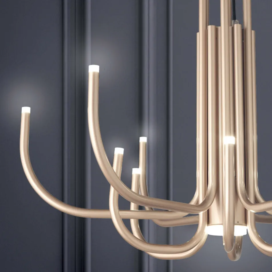 Lustre LED de 13 luzes em metal pintado de branco, preto ou dourado - Escorpião Viadurini