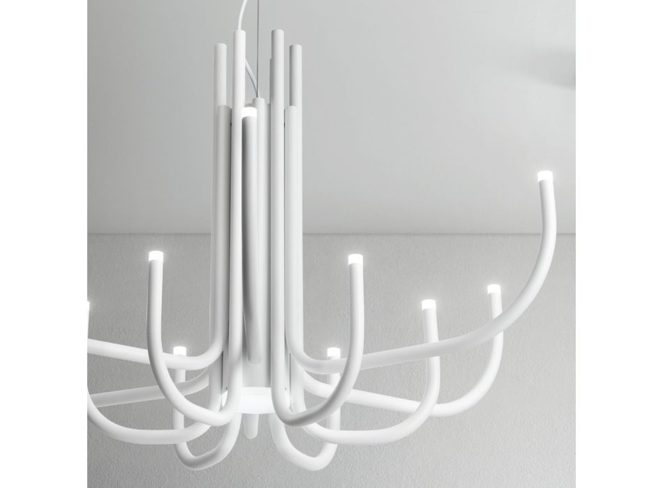 Lustre LED de 13 luzes em metal pintado de branco, preto ou dourado - Escorpião Viadurini