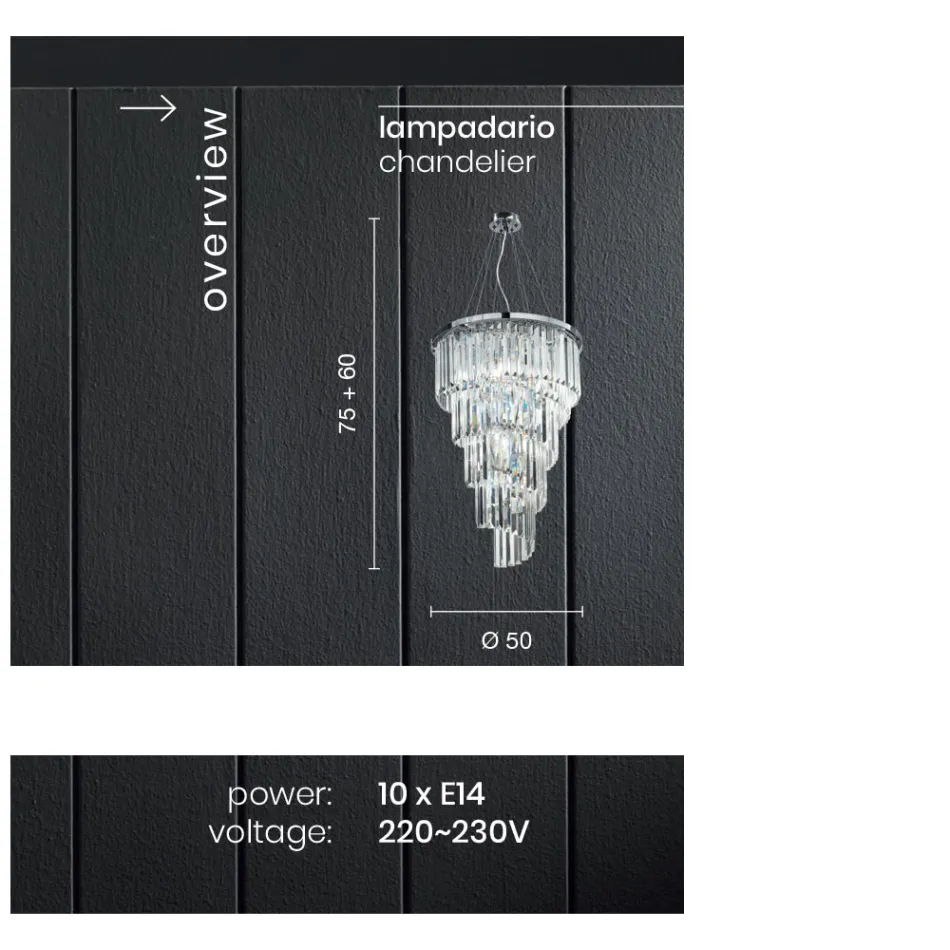 Candelabro de luxo clássico em metal cromado e cristal lapidado - Lambert Viadurini