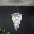 Lustre de luxo clássico em metal cromado e cristal lapidado - Lambert Viadurini