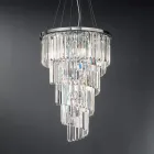 Lustre de luxo clássico em metal cromado e cristal lapidado - Lambert Viadurini