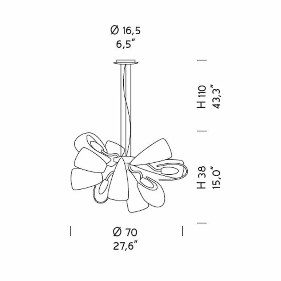 Lustre Moderno com 12 Luzes em Vidro Veneza, Fabricado na Itália - Diamonique Viadurini