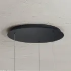 Lustre moderno com formas geométricas em metal e couro sintético - Cypress Viadurini