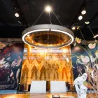 Lustre Moderno de Aço e Vidro com Inserção de Madeira Made in Italy - Seul Viadurini