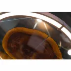 Lustre Moderno de Aço e Vidro com Inserção de Madeira Made in Italy - Seul Viadurini