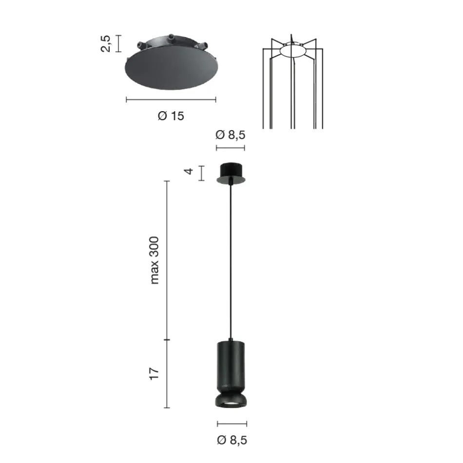 Lustre Moderno em Alumínio Pintado a Pó e Cabo Ajustável - Buxus Viadurini