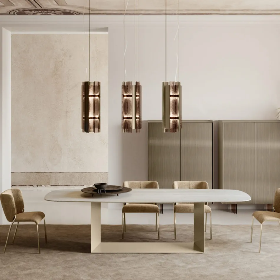 Velis - Lustre moderno de vidro fundido com design elegante, fabricado na Itália. Viadurini