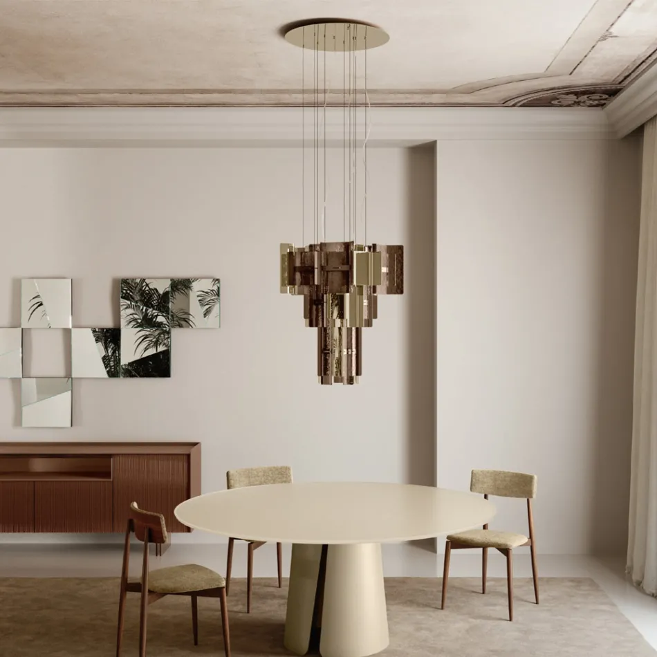 Velis - Lustre moderno de vidro fundido com design elegante, fabricado na Itália. Viadurini