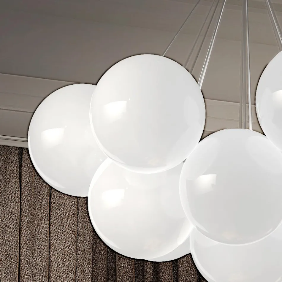 Lustre de vidro veneziano soprado à mão moderno - neve Viadurini