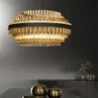 Moderno lustre de metal e vidro soprado artesanato italiano - Maesta Viadurini