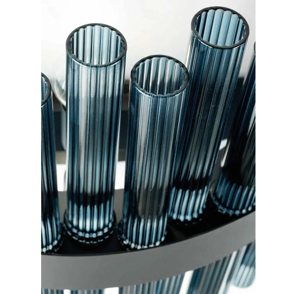 Moderno lustre de metal e vidro soprado artesanato italiano - Maesta Viadurini