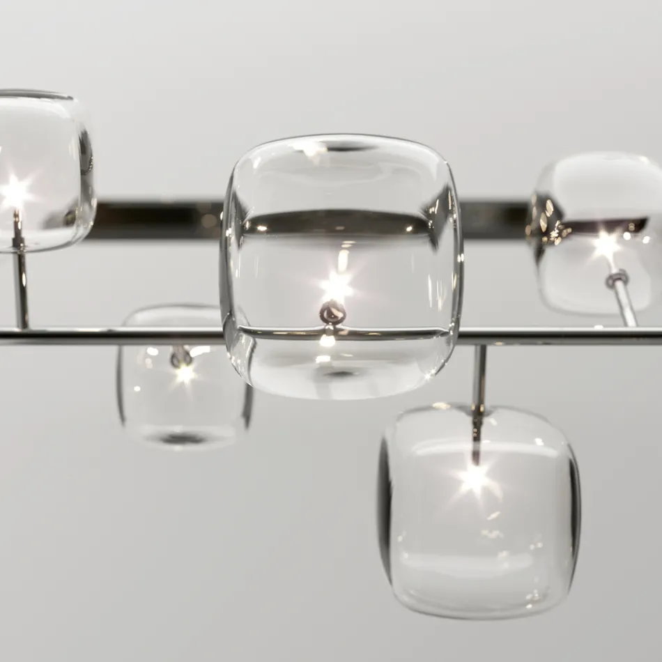 Lustre Horizontal em Metal e Vidro Pirex Transparente - Iperspazio Viadurini
