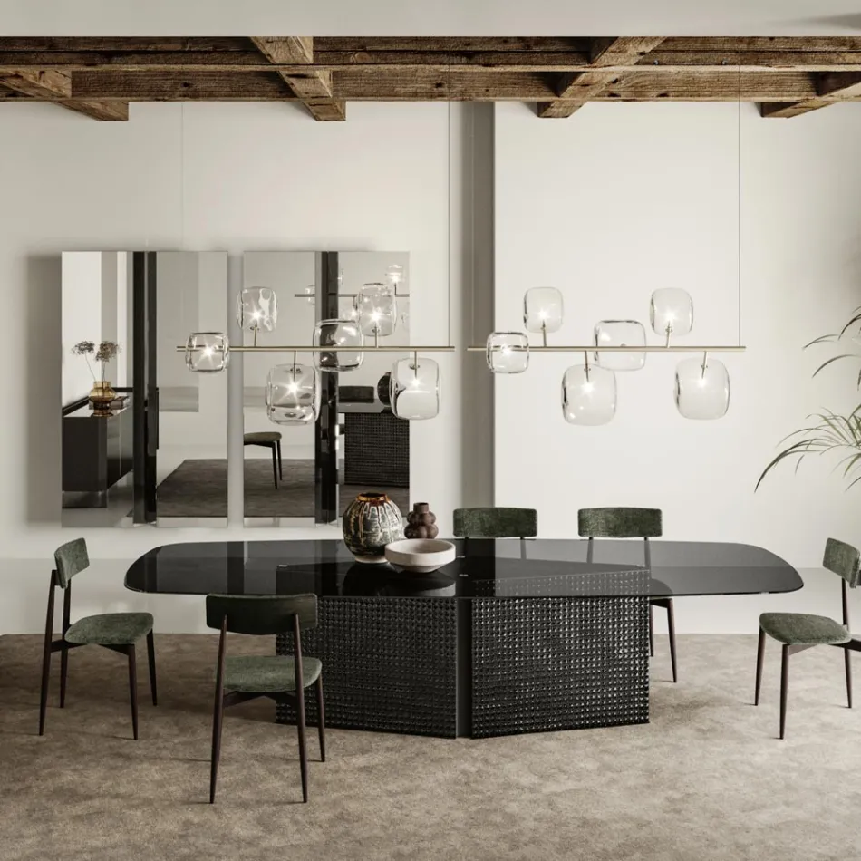 Lustre Horizontal em Metal e Vidro Pirex Transparente - Iperspazio Viadurini