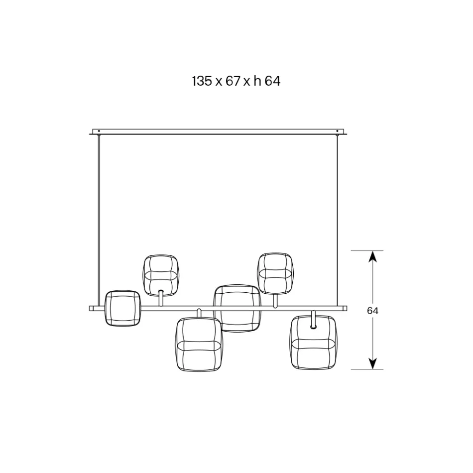 Lustre Horizontal em Metal e Vidro Pirex Transparente - Iperspazio Viadurini