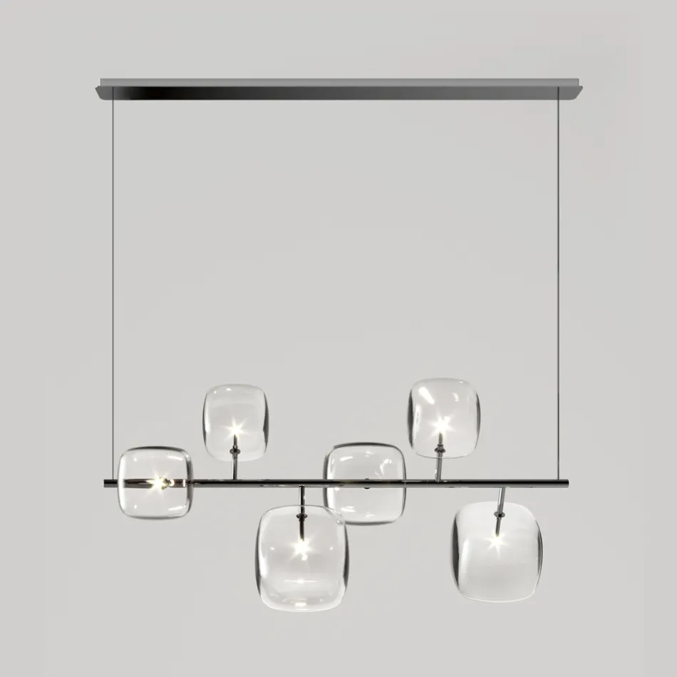 Lustre Horizontal em Metal e Vidro Pirex Transparente - Iperspazio Viadurini