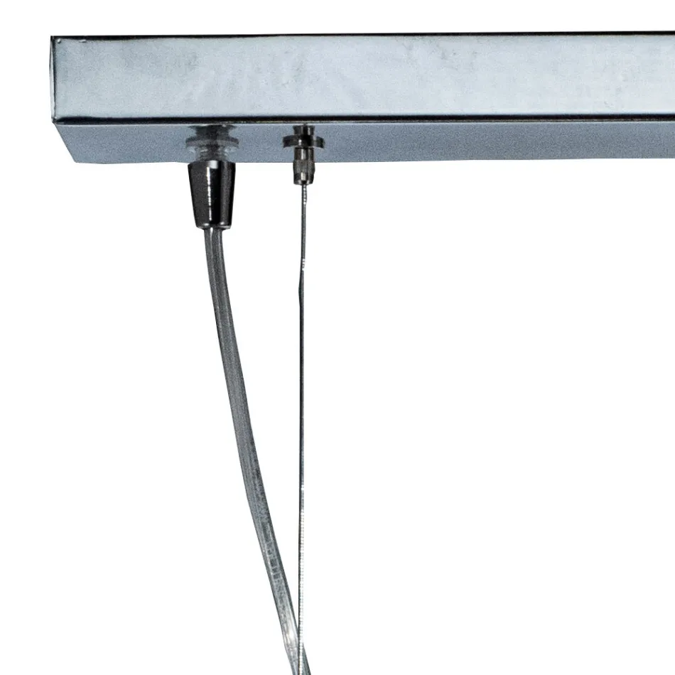 Lustre de quatro luzes em barra linear de vidro soprado, fabricado na Itália - Soffio Viadurini