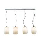 Lustre de quatro luzes em barra linear de vidro soprado, fabricado na Itália - Soffio Viadurini
