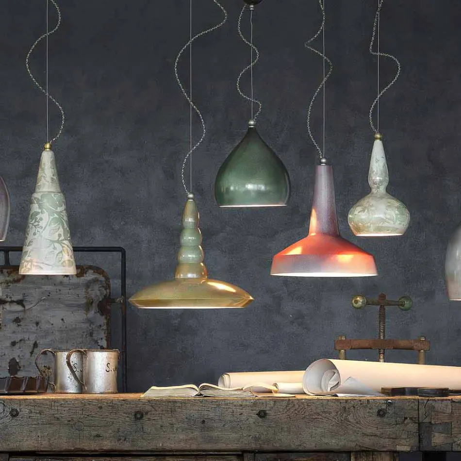 lustre retro crafted cerâmico suspensão Ferroluce Viadurini