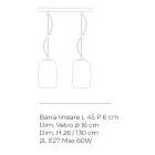 Luminária pendente de vidro soprado à mão com duas lâmpadas, fabricada na Itália - Soffio Viadurini