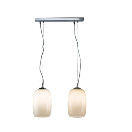 Luminária pendente de vidro soprado à mão com duas lâmpadas, fabricada na Itália - Soffio Viadurini
