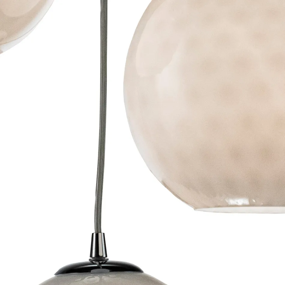 Lucilla - Lustre pendente de três cúpulas em vidro veneziano, fabricado na Itália. Viadurini
