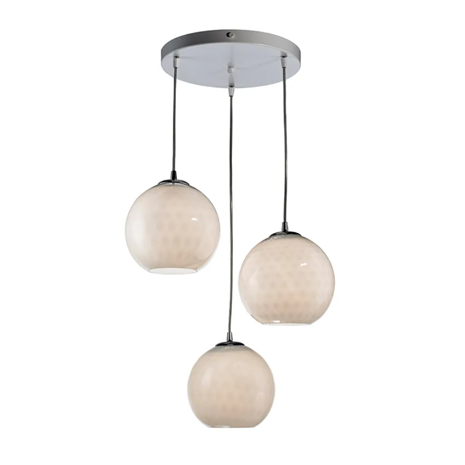 Lucilla - Lustre pendente de três cúpulas em vidro veneziano, fabricado na Itália. Viadurini