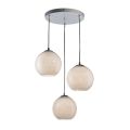 Lucilla - Lustre pendente de três cúpulas em vidro veneziano, fabricado na Itália.